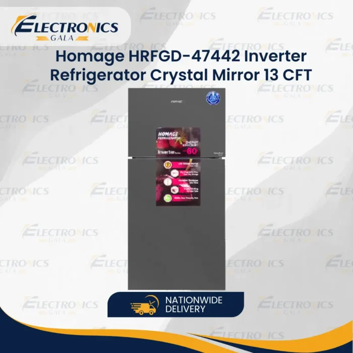 Homage HRFGD-47442 Inverter Refrigerator Crystal Mirror 13 CFT