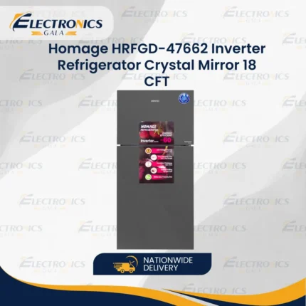 Homage HRFGD-47662 Inverter Refrigerator Crystal Mirror 18 CFT